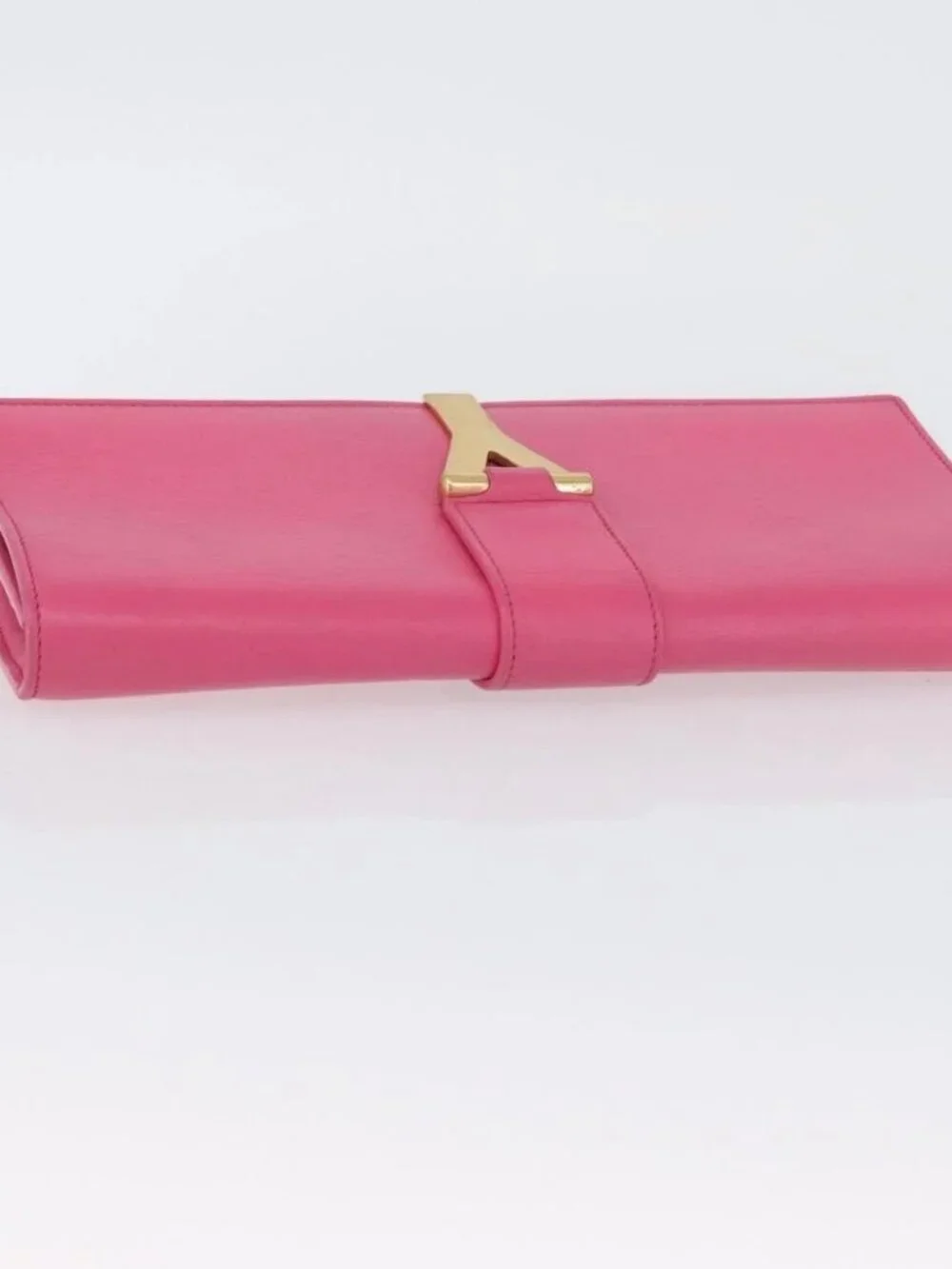 SAINT LAURENT Y Line Clutch Bag Leather Pink Gold 311213 Auth LNZ490A - Picture 7 of 16